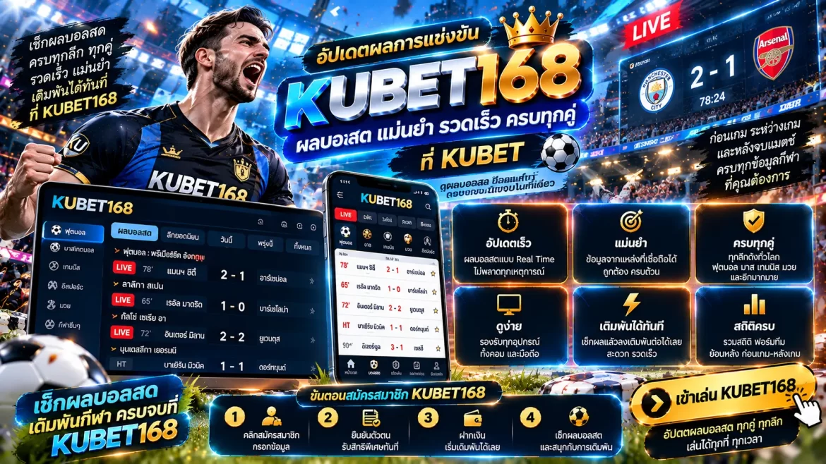 KUBET168 อัปเดตผลการแข่งขัน ผ ผล บอล สด แม่นยำ รวดเร็ว ครบทุกคู่ ที่ KUBET